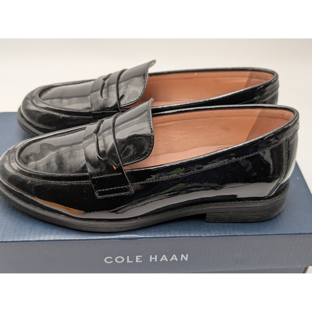 Cole Haan Loafers Womens 5 Black Haverhill Penny LFRS Pat PU W31768 Classic Flat